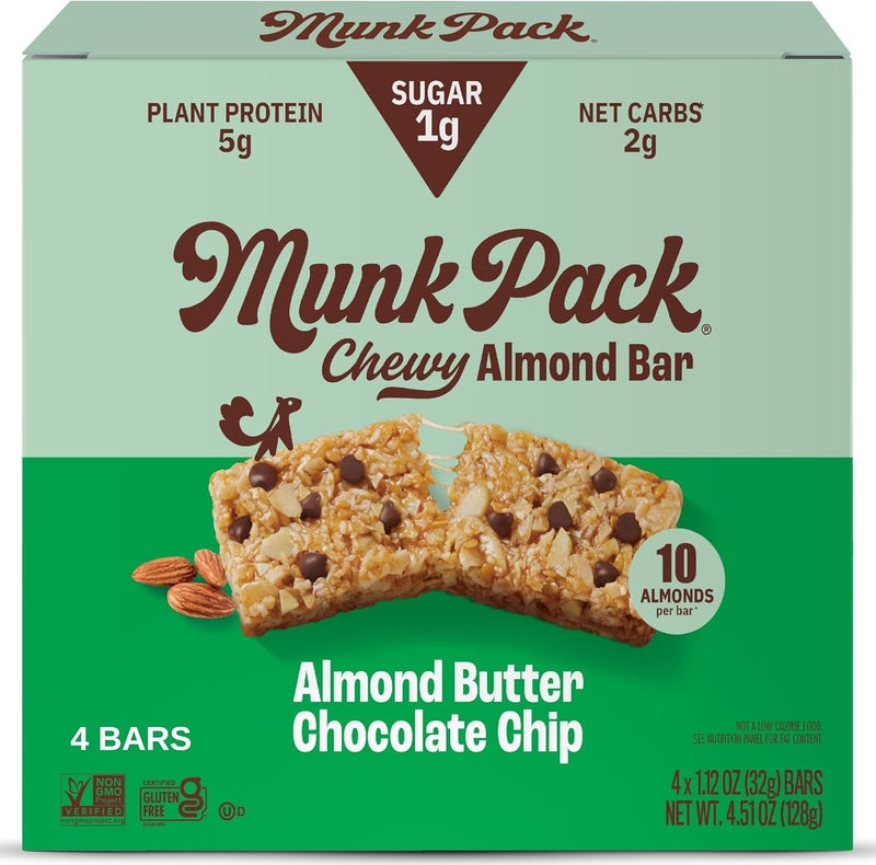 Munk Pack Chewy Almond Butter Chocolate Chip Bars - Image 1